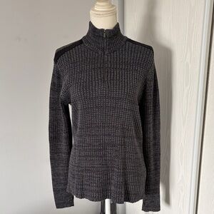 Charcoal Quarter-Zip Ribbed Women’s Sweater